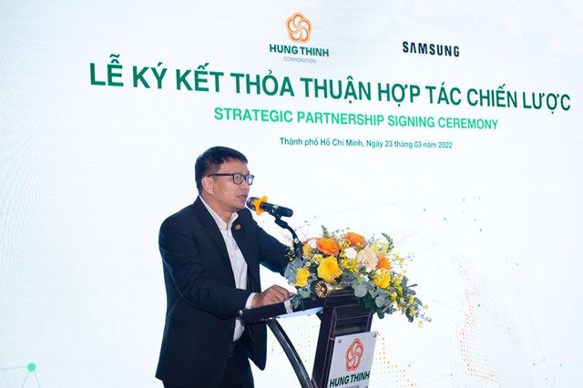Ông Võ Văn Khang - Phó Tổng giám đốc Tập đoàn Hưng Thịnh phát biểu tại sự kiện.